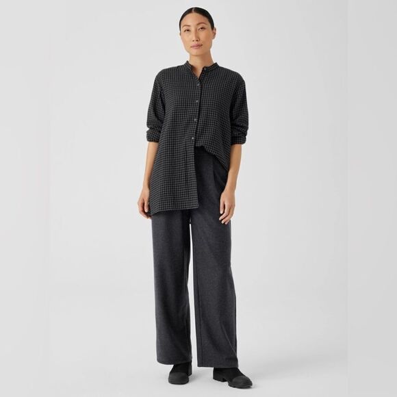 Eileen Fisher NWT Soft Wool Flannel Wide-Leg Pant in Charcoal Size XL - Picture 2 of 7